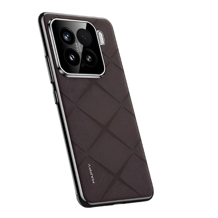 Luxury Grid Pattern PU Leather Case for Xiaomi 15 Series