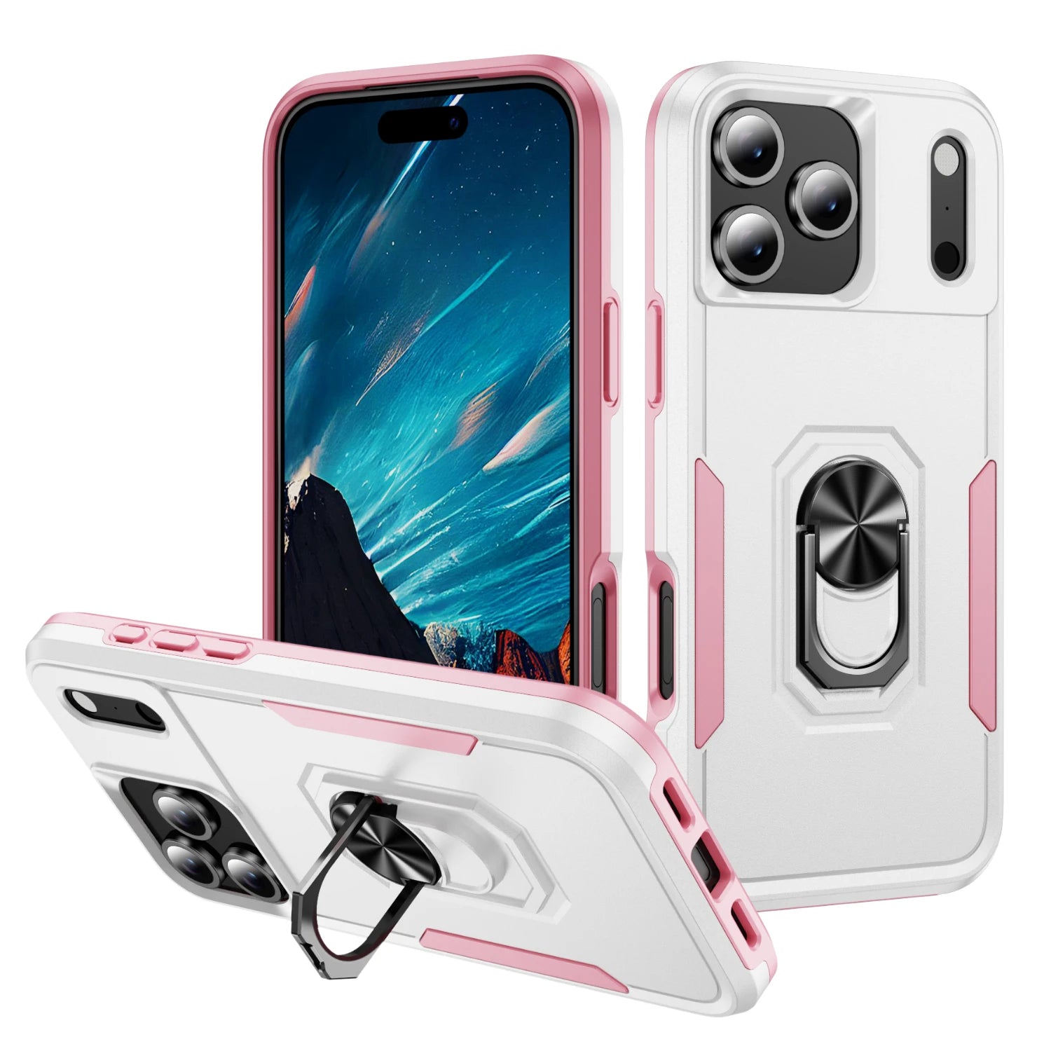 Military-Grade Dual-Layer Shockproof Case with Magnetic Ring for iPhone 17 Series