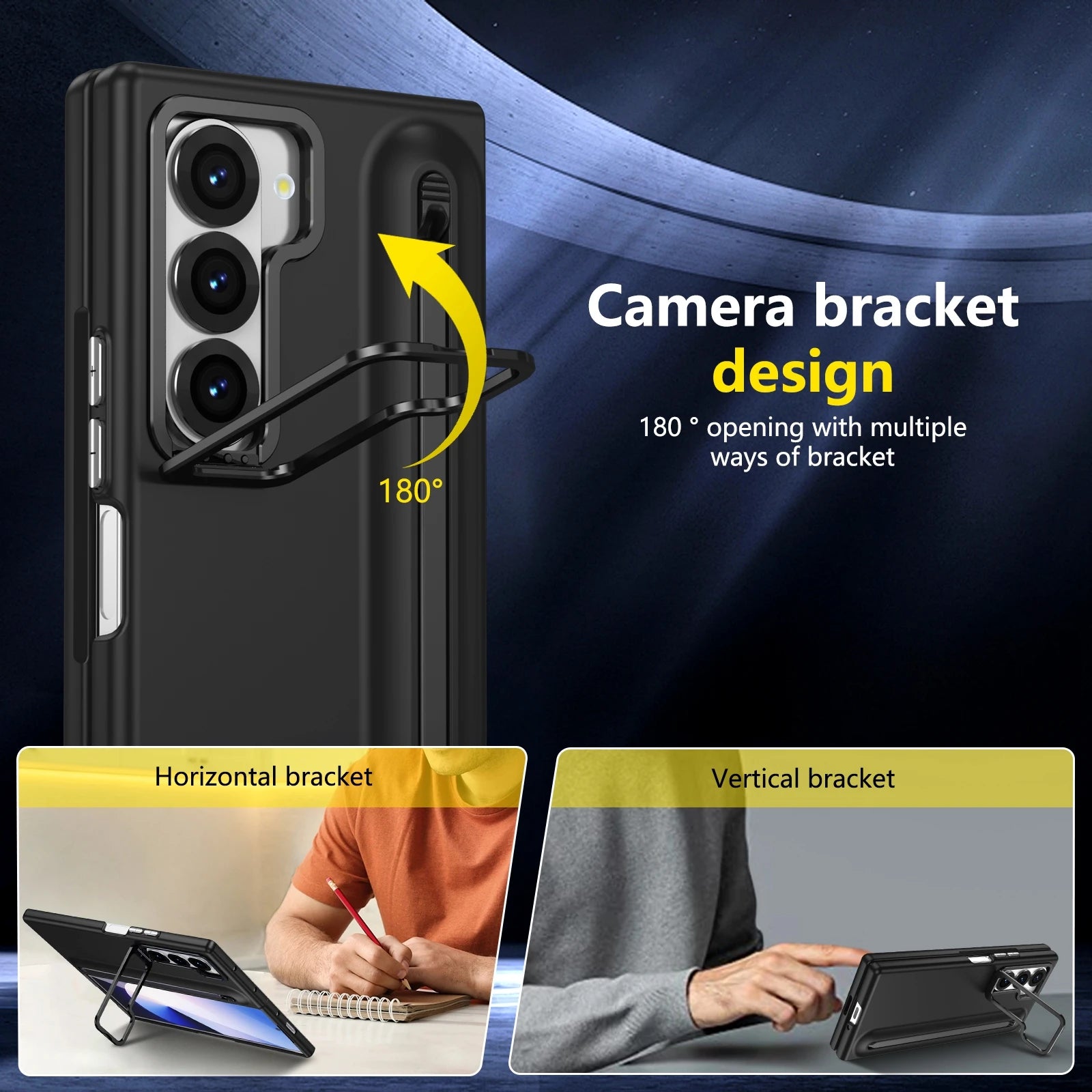 Samsung Galaxy Z Fold 6 Metal Lens Holder Case with S Pen Slot