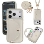 Crossbody Leather Wallet Case with Built-In Makeup Mirror for iPhone 17 Series