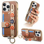 Shockproof Leather Wallet Case with Wrist Strap for iPhone 15 Series