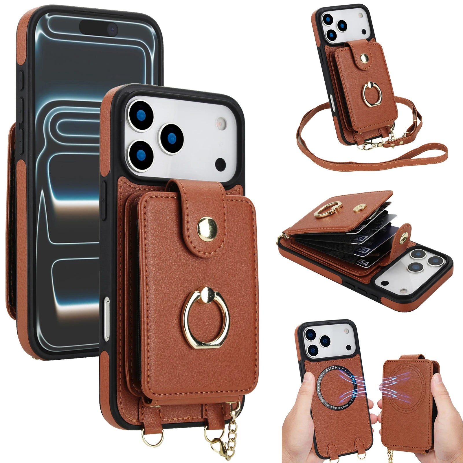 2-in-1 Zipper Wallet Case with Detachable Lanyard for iPhone 17 Series