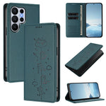 Cute Cat Embossed Leather Wallet Case for Samsung Galaxy S26 Series