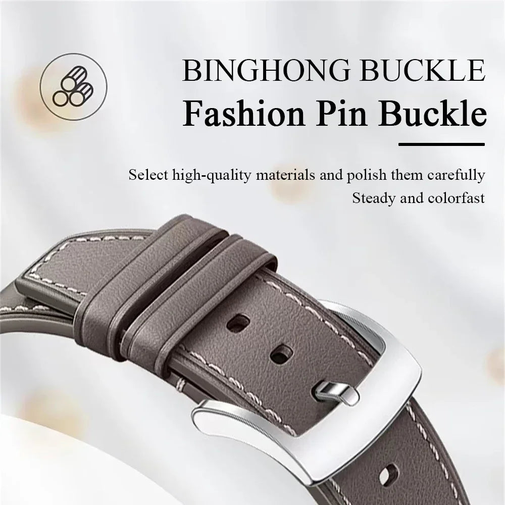 Leather Quick-Release Watch Strap with Pin Buckle Adjustment for Samsung Galaxy Watch 8 & Galaxy Watch 8 Classic