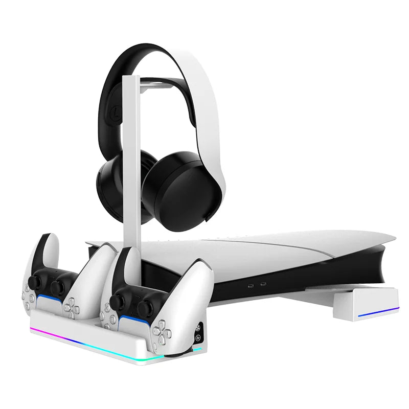 PlayStation 5 Slim Horizontal Stand with RGB Lighting & Triple Cooling Fans