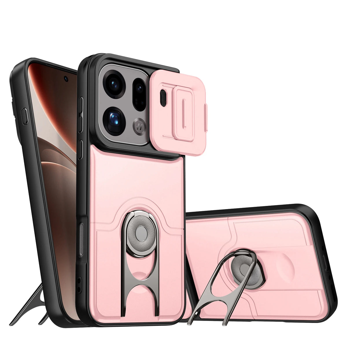 Shockproof Dual-Layer Case with Slide Lens Cover for OPPO Find X9 Series