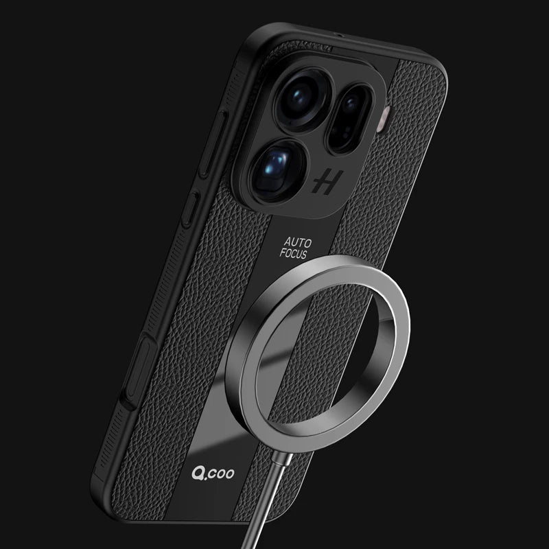 Luxury Litchi Leather Magnetic Case for OPPO Find X9 / X9 Pro