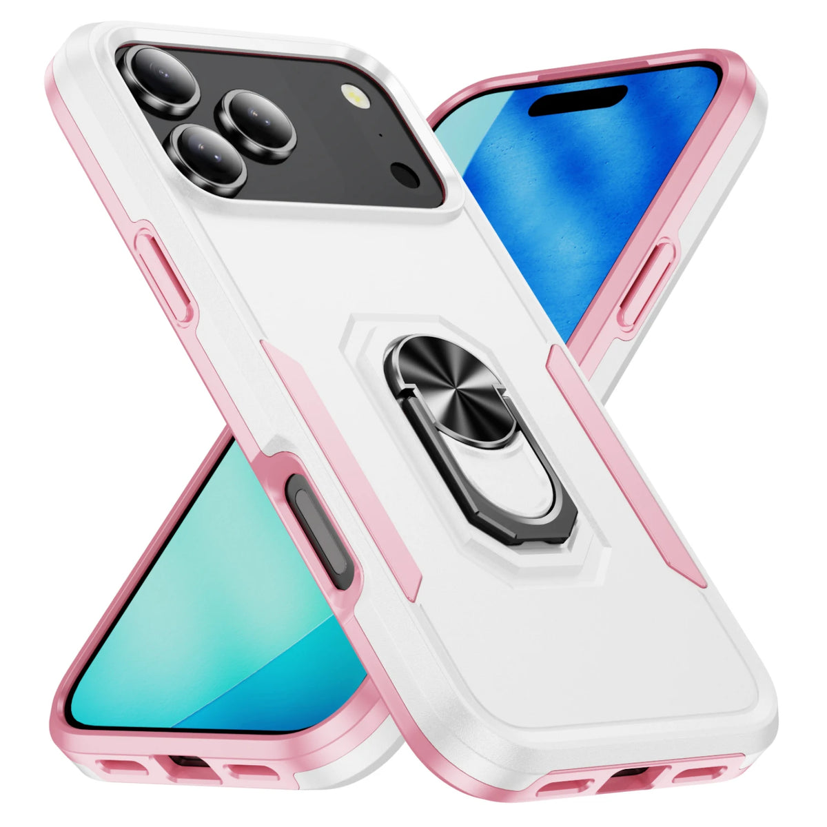 Shockproof TPU Case with Rotating Metal Ring Stand for iPhone 17 Series