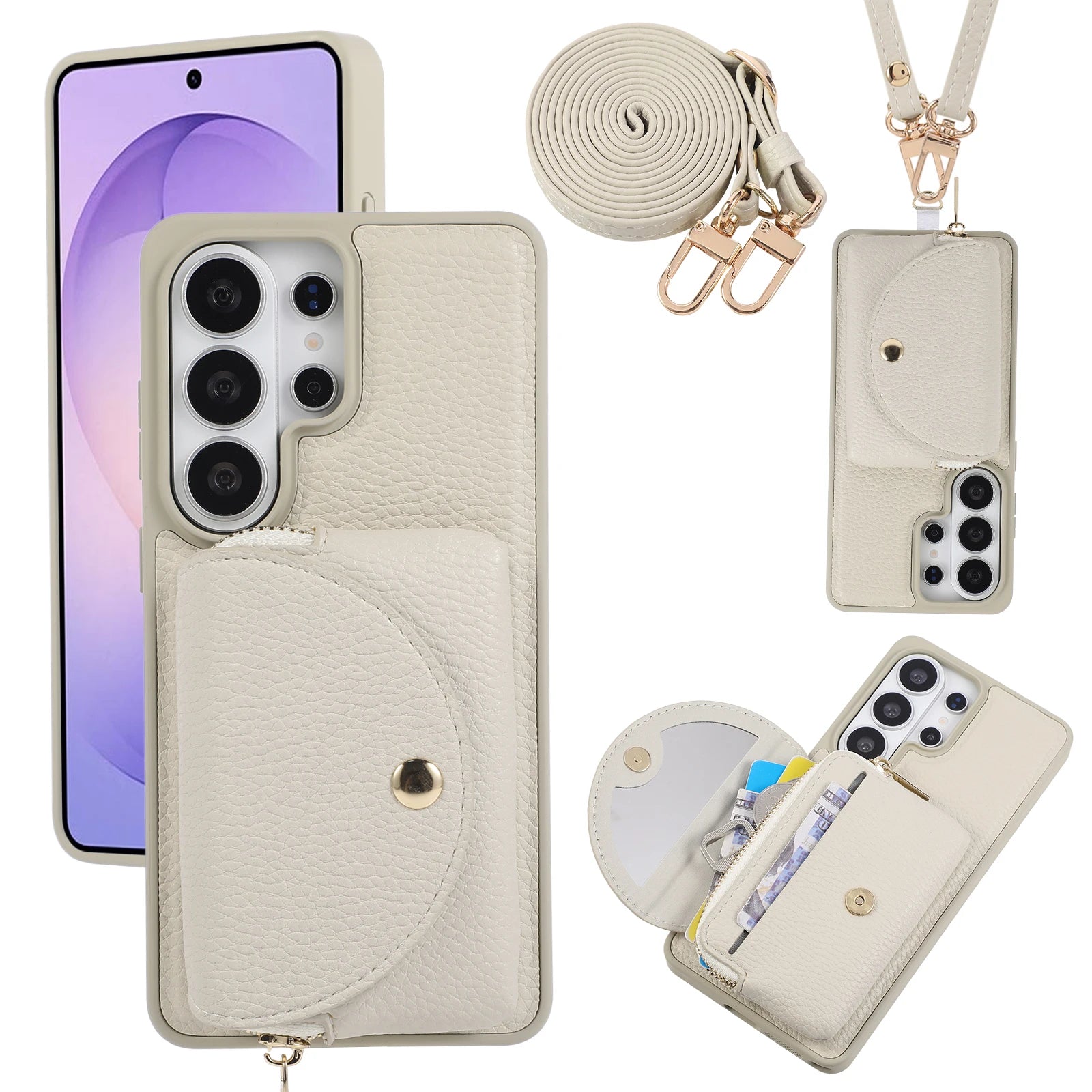 Litchi PU Leather Wallet Case for Samsung Galaxy S25 Series