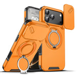 Durable Heavy Duty Case with Camera Slide Cover & Magnetic Ring Kickstand for iPhone 17 Series