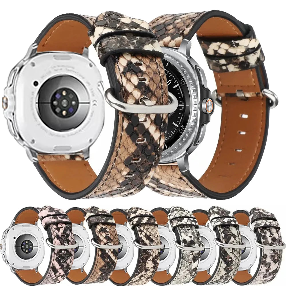 Genuine Leather Snake Pattern Bracelet Strap for Samsung Galaxy Watch 8 & Galaxy Watch 8 Classic