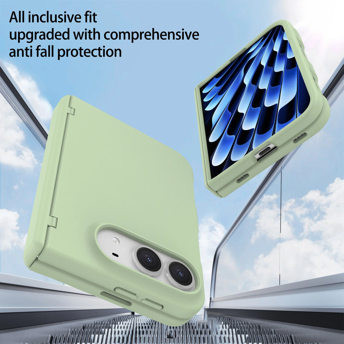 Full-Body Case with Hinge Protection and Built-In Tempered Glass Film for iPhone Duo