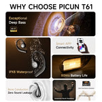 Picun T61 Open-Ear Bone Conduction Bluetooth 6.0 Earphones