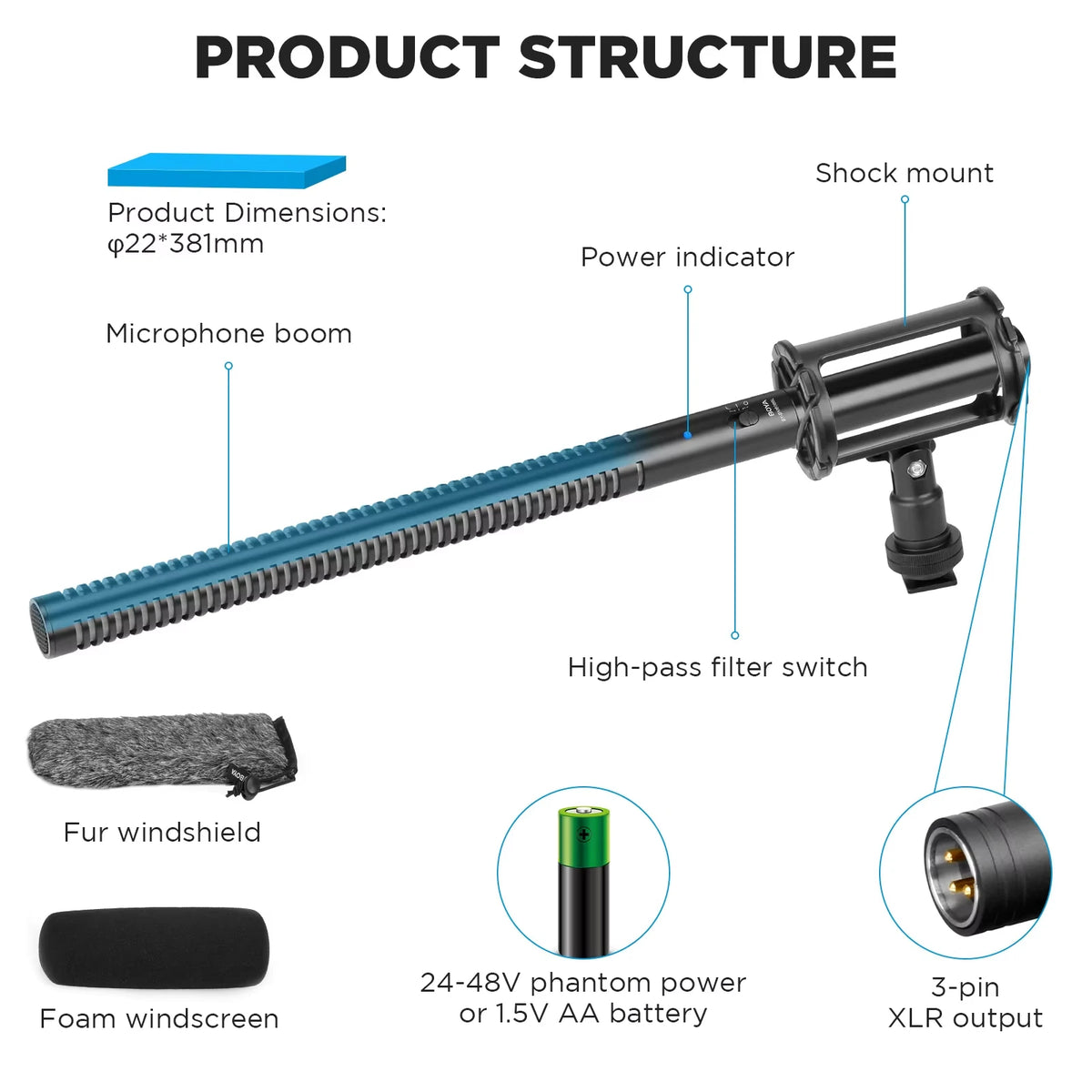 BOYA BY-BM6060L Super-Cardioid Shotgun Microphone with Switchable High-Pass Filter