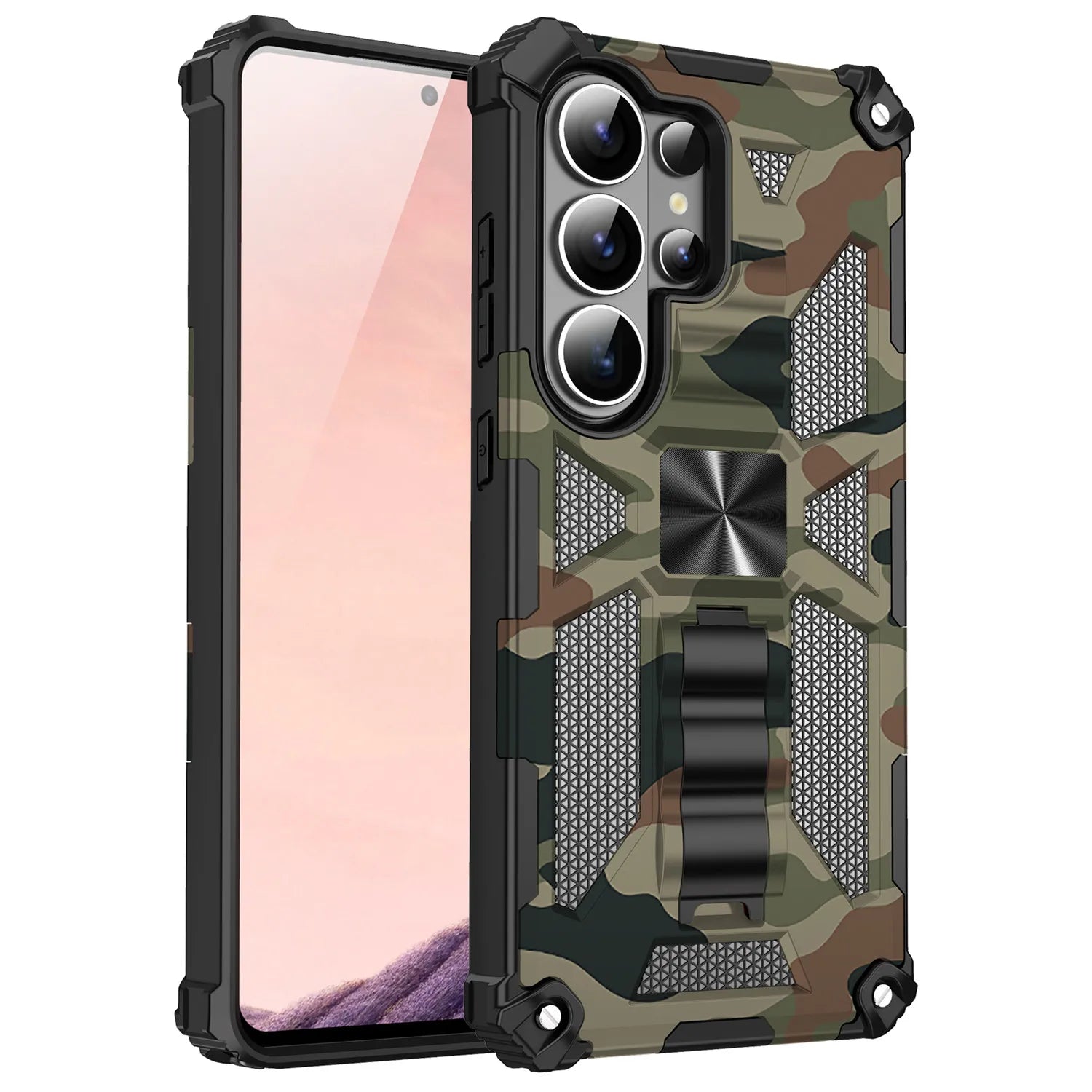 Camouflage Military Armor Case with Kickstand for Samsung Galaxy S26 Series