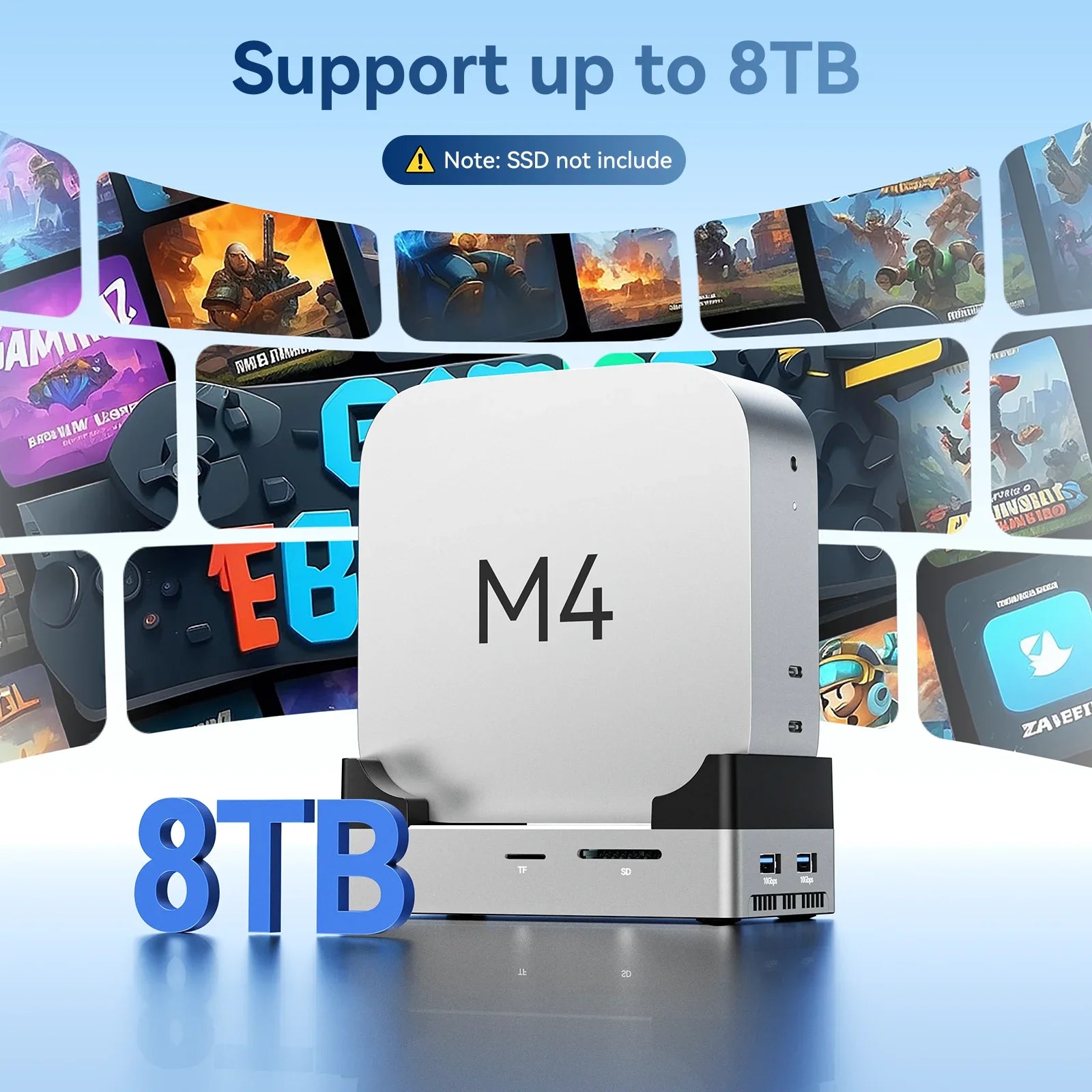 Acasis 8-in-1 Mac Mini M4 Dock with M.2 NVMe SSD Enclosure