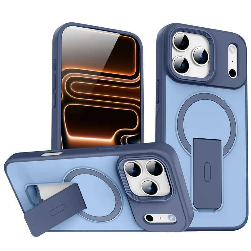 Shockproof MagSafe Matte Case with Built-In Holder for iPhone 17 Series