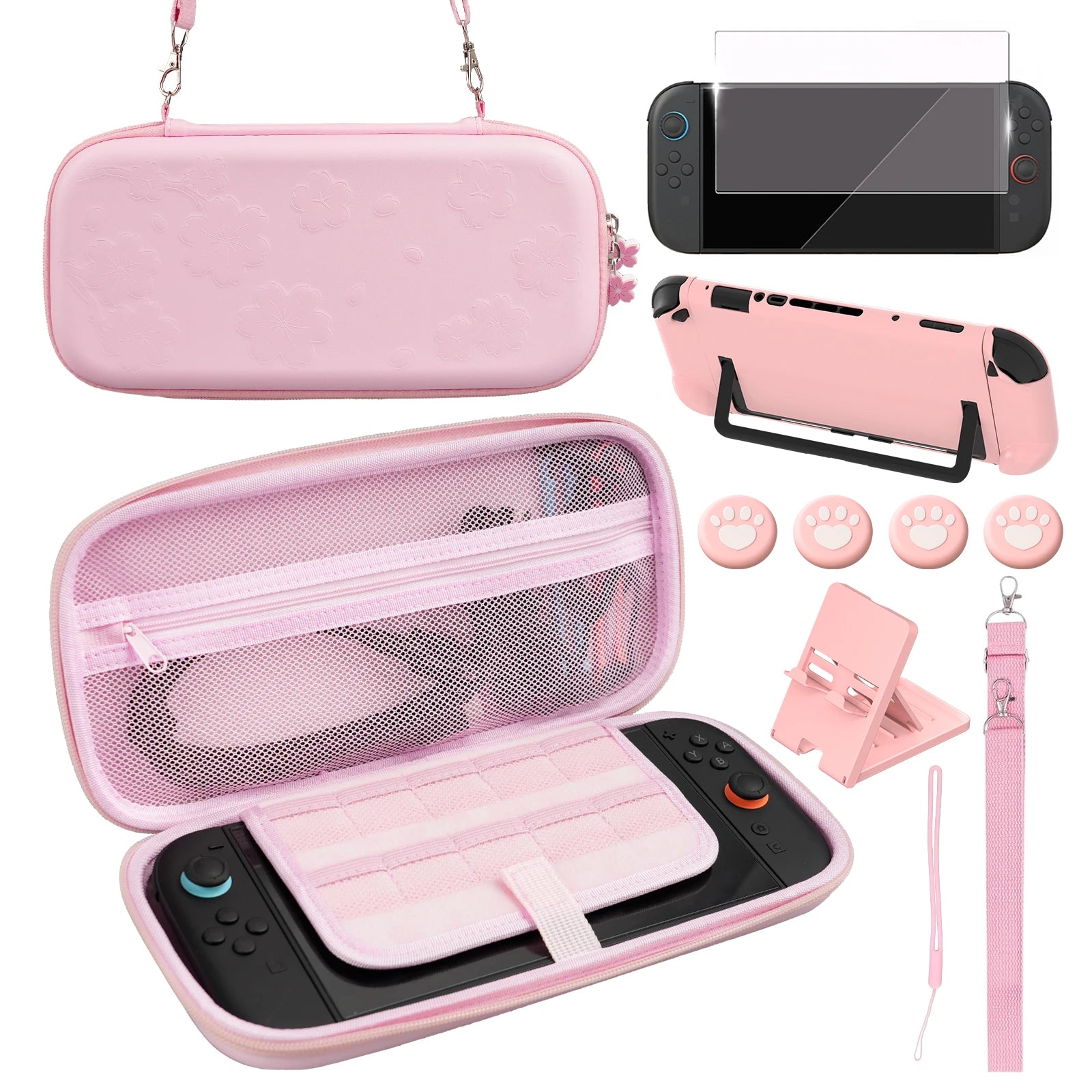 Nintendo Switch 2 Pink Travel Case with Screen Protector Kit