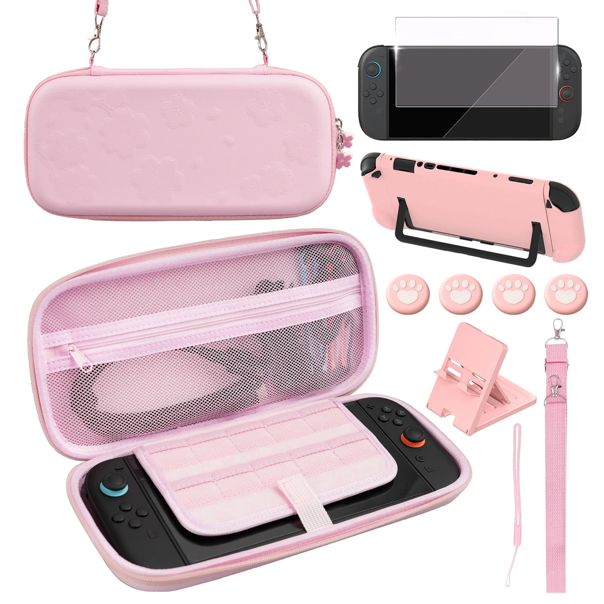Nintendo Switch 2 Pink Travel Case with Screen Protector Kit