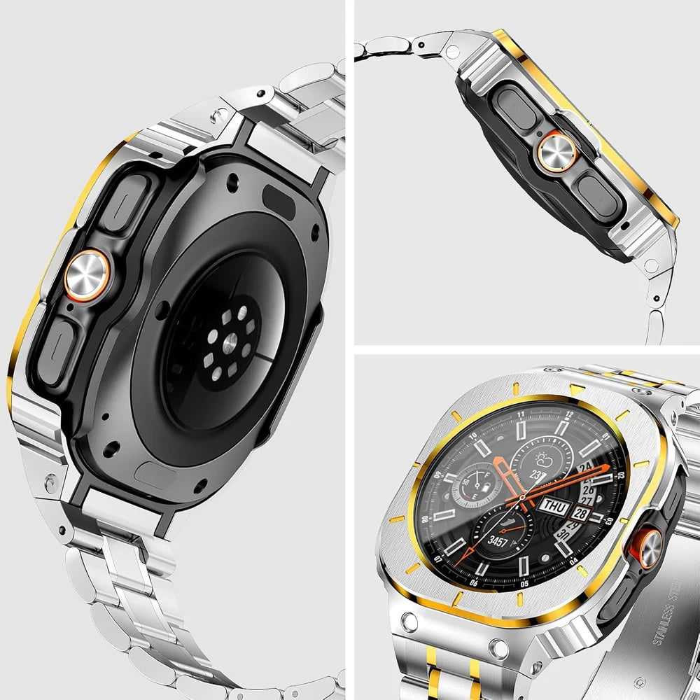 Stainless Steel Shock-Resistant Bumper Case with Integrated Sport Band for Samsung Galaxy Watch Ultra