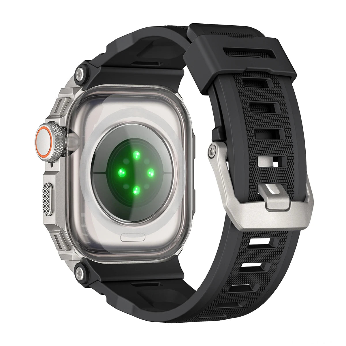 Integrated Silicone Case Band with Metal Bumper for Apple Watch