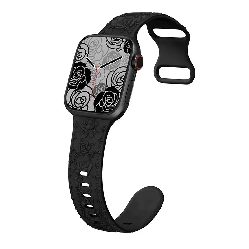 Floral Rose Engraved Bracelet Strap for Apple Watch