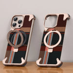 Carbon Fiber Textured Magnetic Case with Kickstand for iPhone 16 Pro and iPhone 16 Pro Max