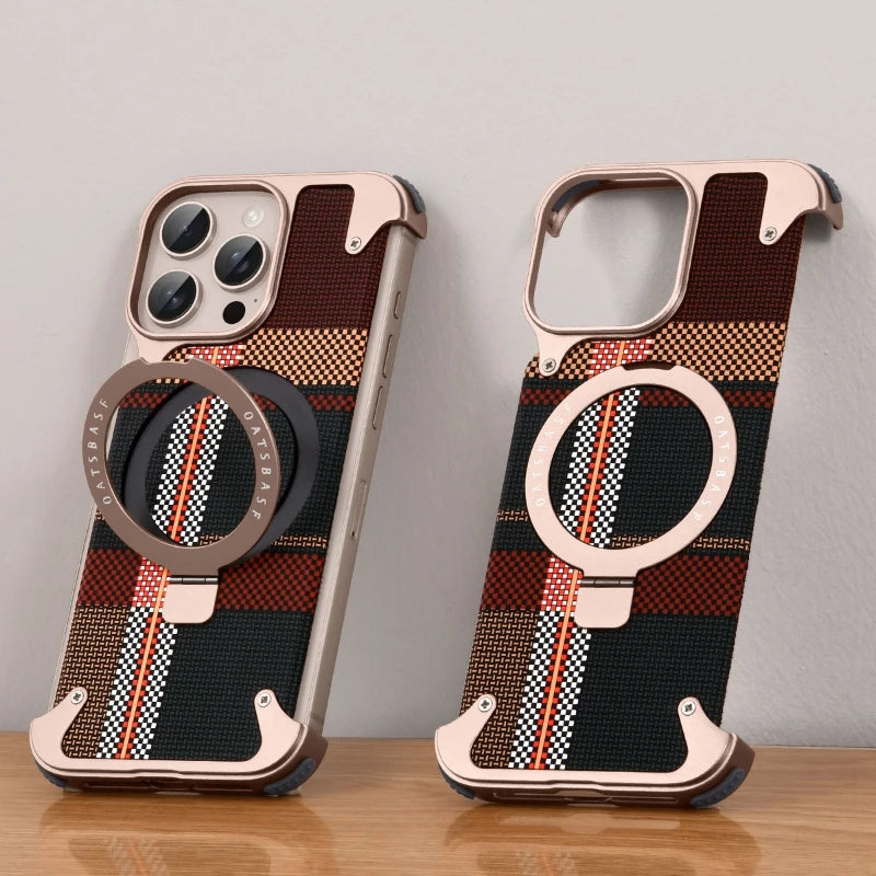 Carbon Fiber Textured Magnetic Case with Kickstand for iPhone 16 Pro and iPhone 16 Pro Max