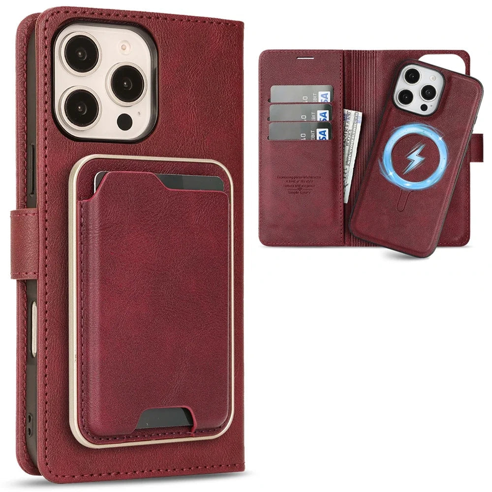 3-in-1 Detachable MagSafe Wallet Leather Case for iPhone 15 Series