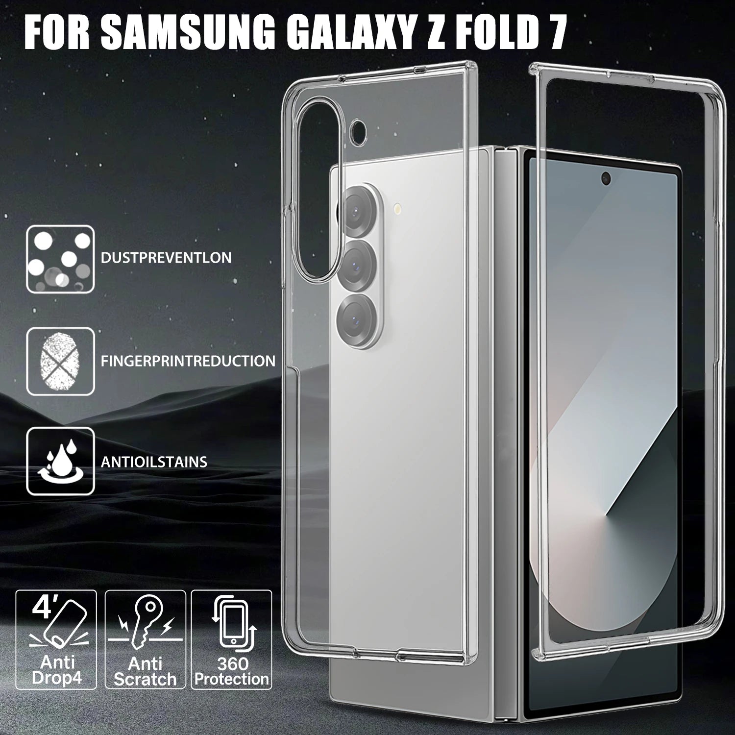 Protective Hard PC Shell Transparent Case for Samsung Galaxy Z Fold 7