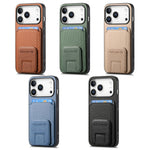 Carbon Fiber Pattern Magnetic Leather Wallet Case with Invisible Kickstand for iPhone 17 Series