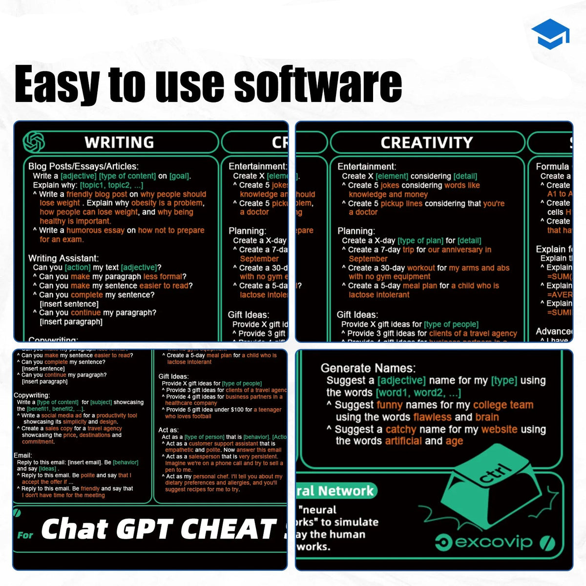 Large Mousepad With Laminated ChatGPT Cheat Sheet
