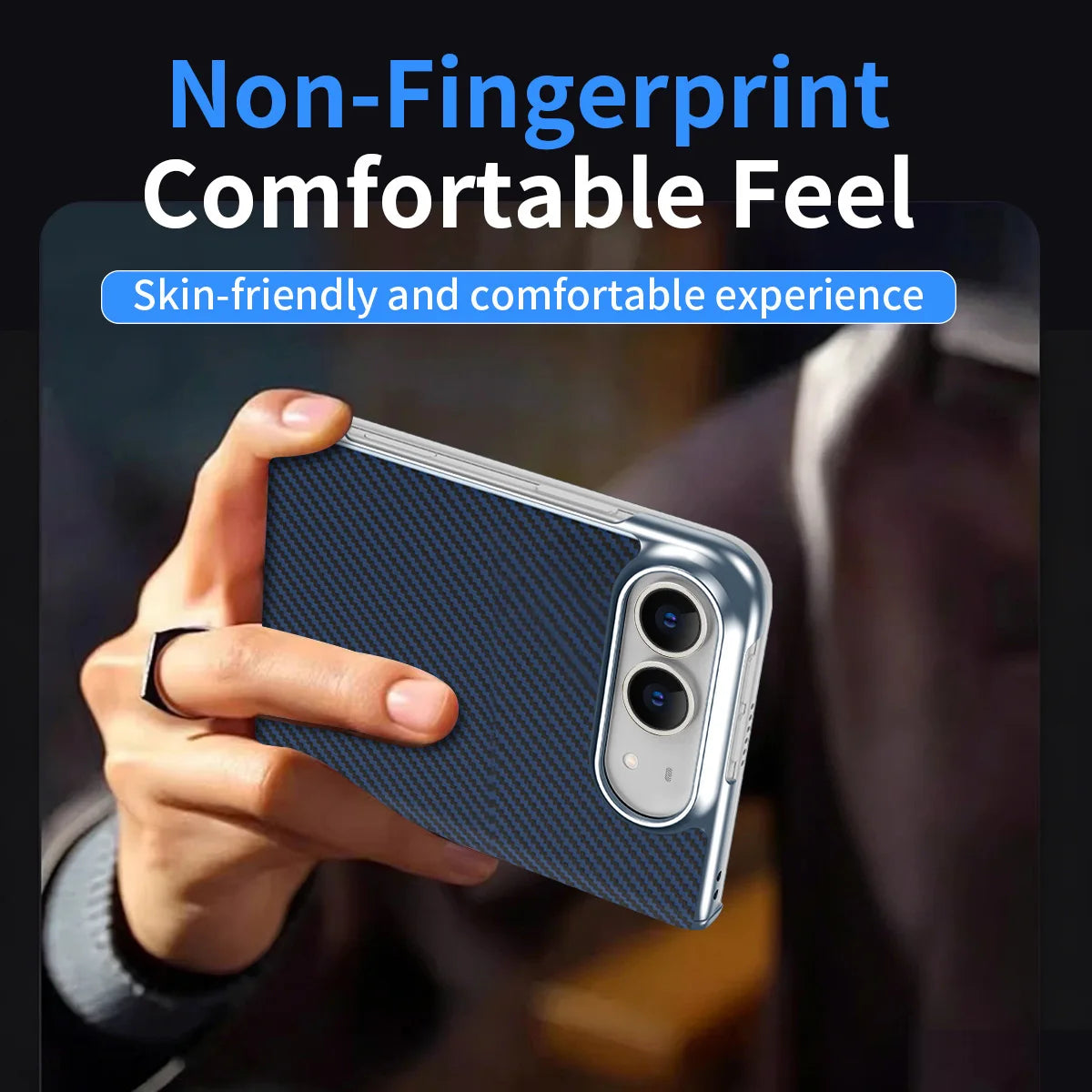 Carbon Fiber Texture Case with Hinge Protection for iPhone Duo