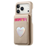 Lychee Pattern Love Heart Leather Wallet Case with Mirror & RFID Protection for iPhone 17 Series