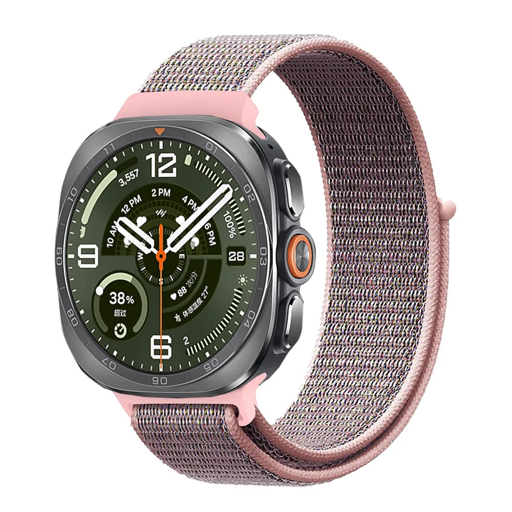Breathable Nylon Weave Watchband with Hook-and-Loop Closure for Samsung Galaxy Watch Ultra 2