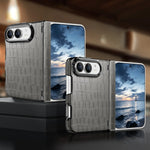 Crocodile Embossed Leather Case with Camera Lens Protection Ring for iPhone Duo