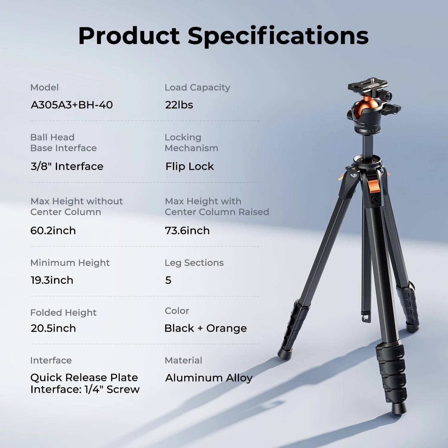 K&F Concept 73-Inch Compact Tripod for Camera