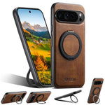 Premium Magnetic Leather Case with 360° Rotating Ring for Google Pixel 9 Series