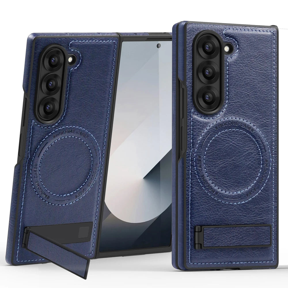 Samsung Galaxy Z Fold 6 PU Leather Magnetic Case with Kickstand