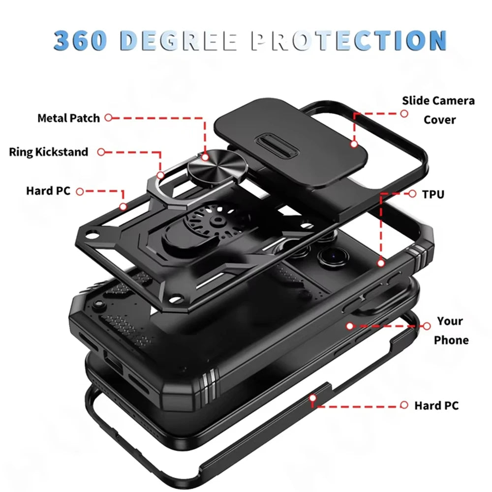 Heavy-Duty Military Armor Case with Sliding Camera Protection for iPhone 17 Series