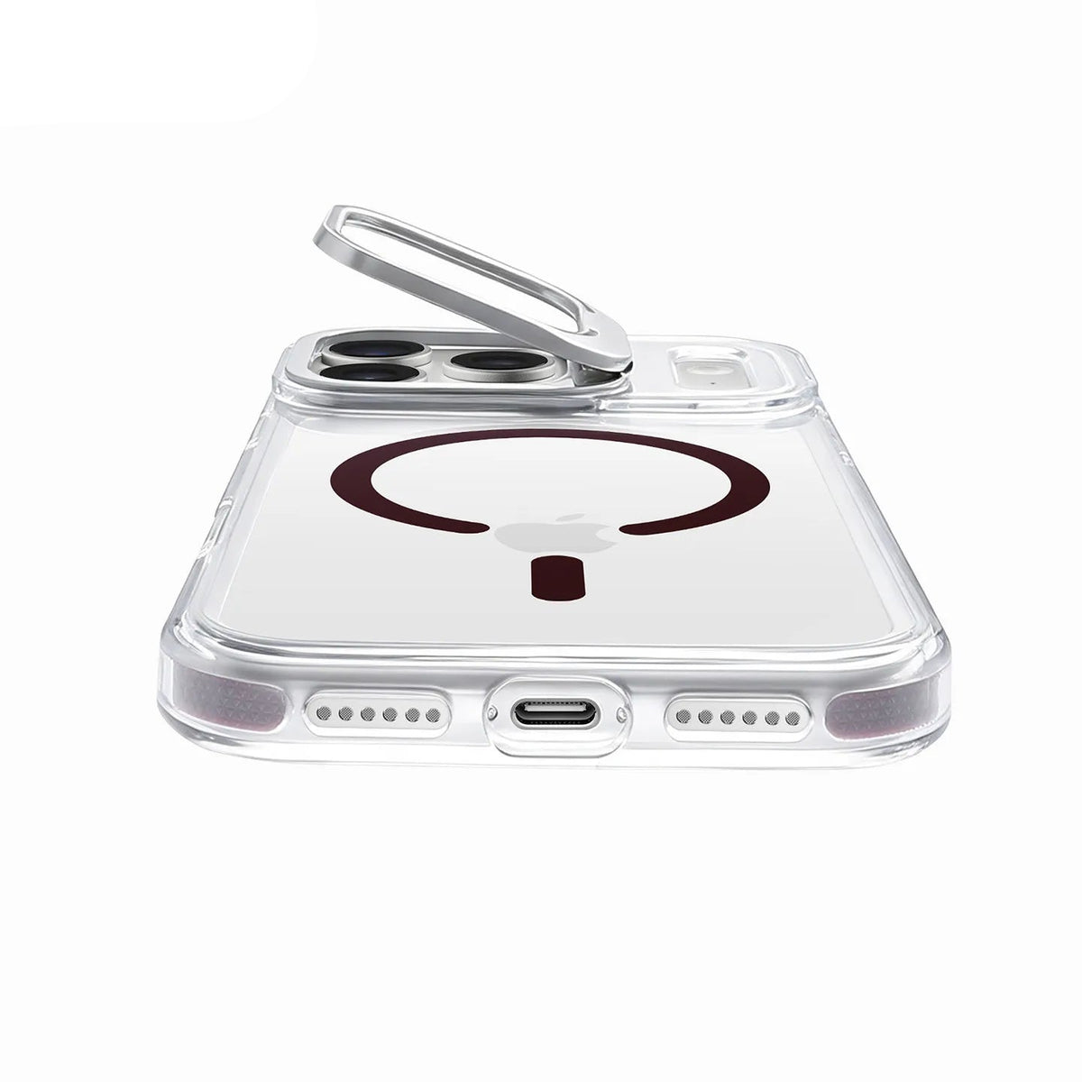 Transparent MagSafe Case with 360° Rotating Ring Stand for iPhone 18 Series