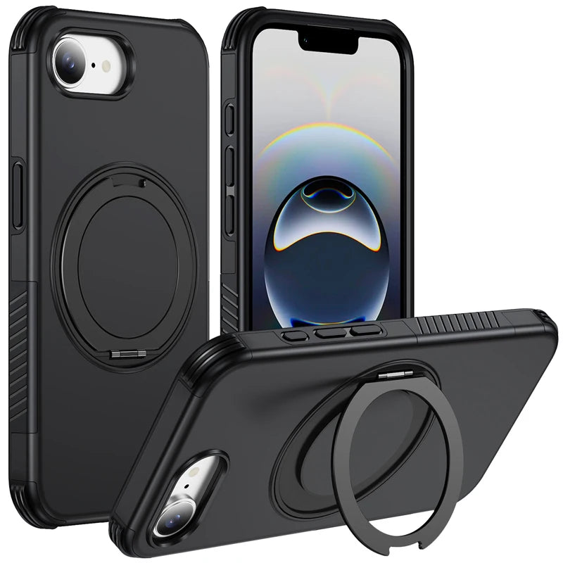 Shockproof Dual-Layer Case with 360° Rotating Ring Stand for iPhone 17e