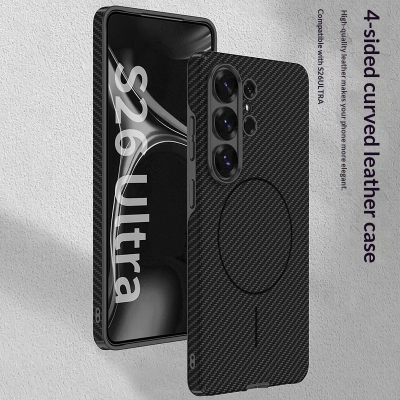 Luxury PU Leather Magnetic Case with Lens Protection for Samsung Galaxy S26 Ultra