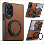 Textured Leather Case with 360° Rotating Ring Stand for Samsung Galaxy Z Fold 8