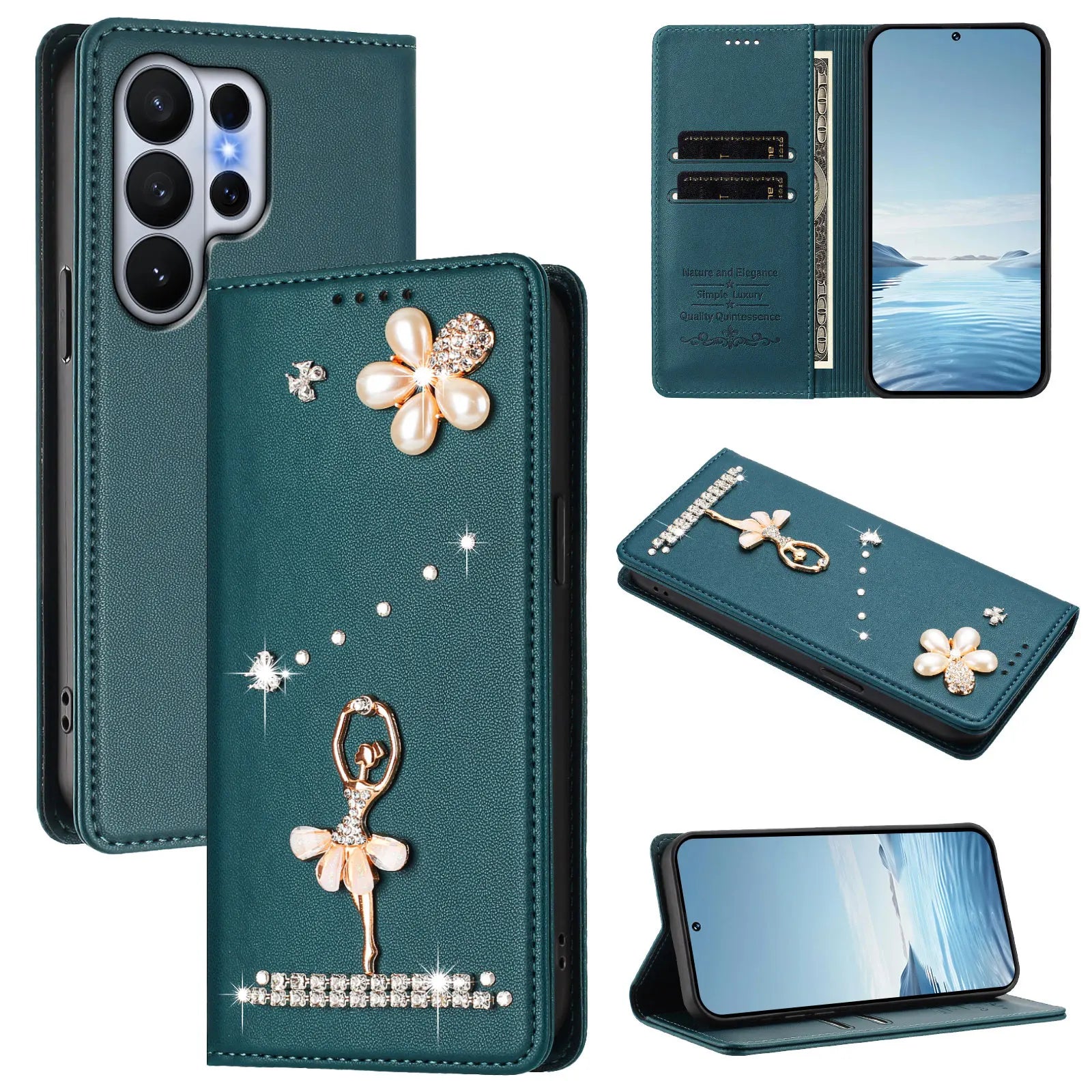 Diamond Pattern Leather Flip Wallet Case with Card Slots for Samsung Galaxy S26 Series