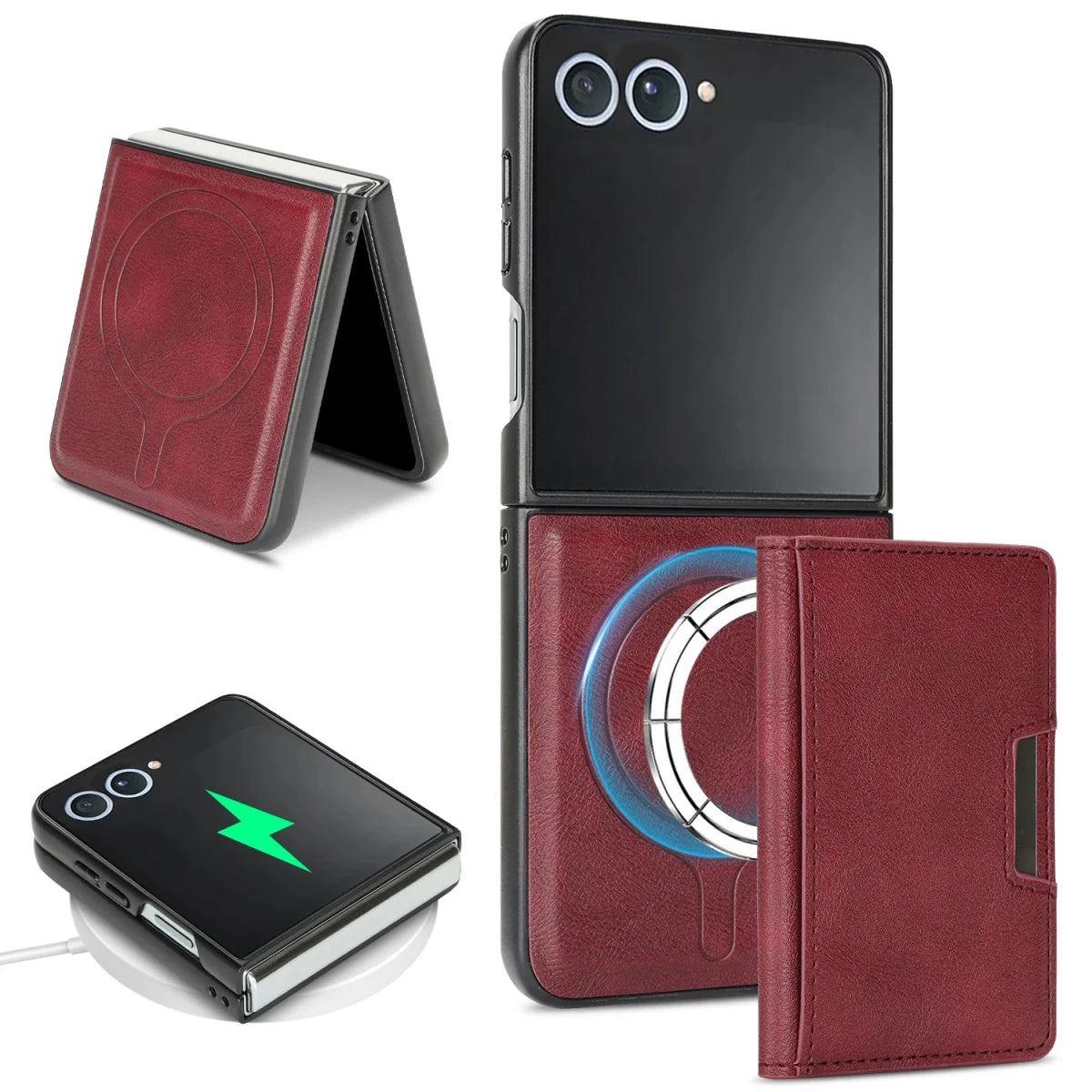 Leather Flip Case with 5-Card Detachable Wallet for Samsung Galaxy Z Flip 7