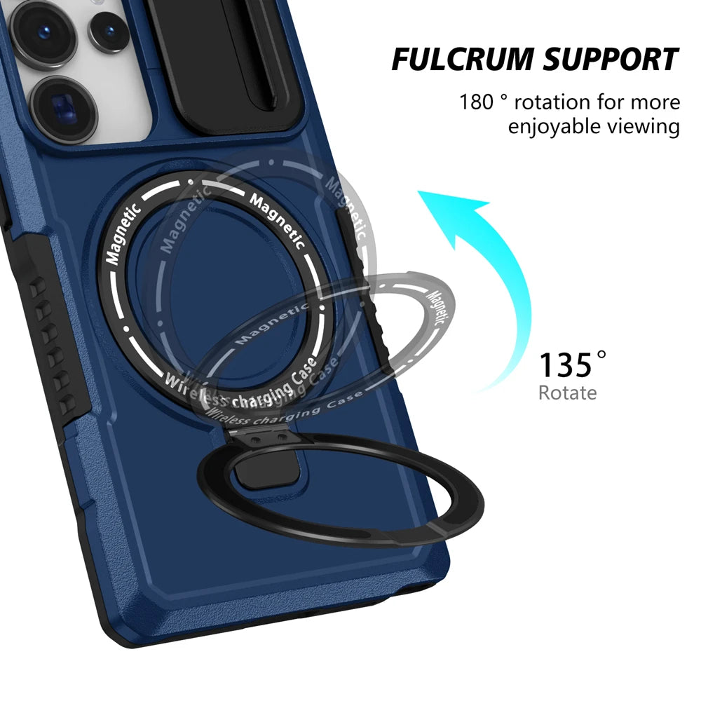 Shockproof Magnetic Case Ring with Camera Protection Cover for Samsung Galaxy S25 Ultra