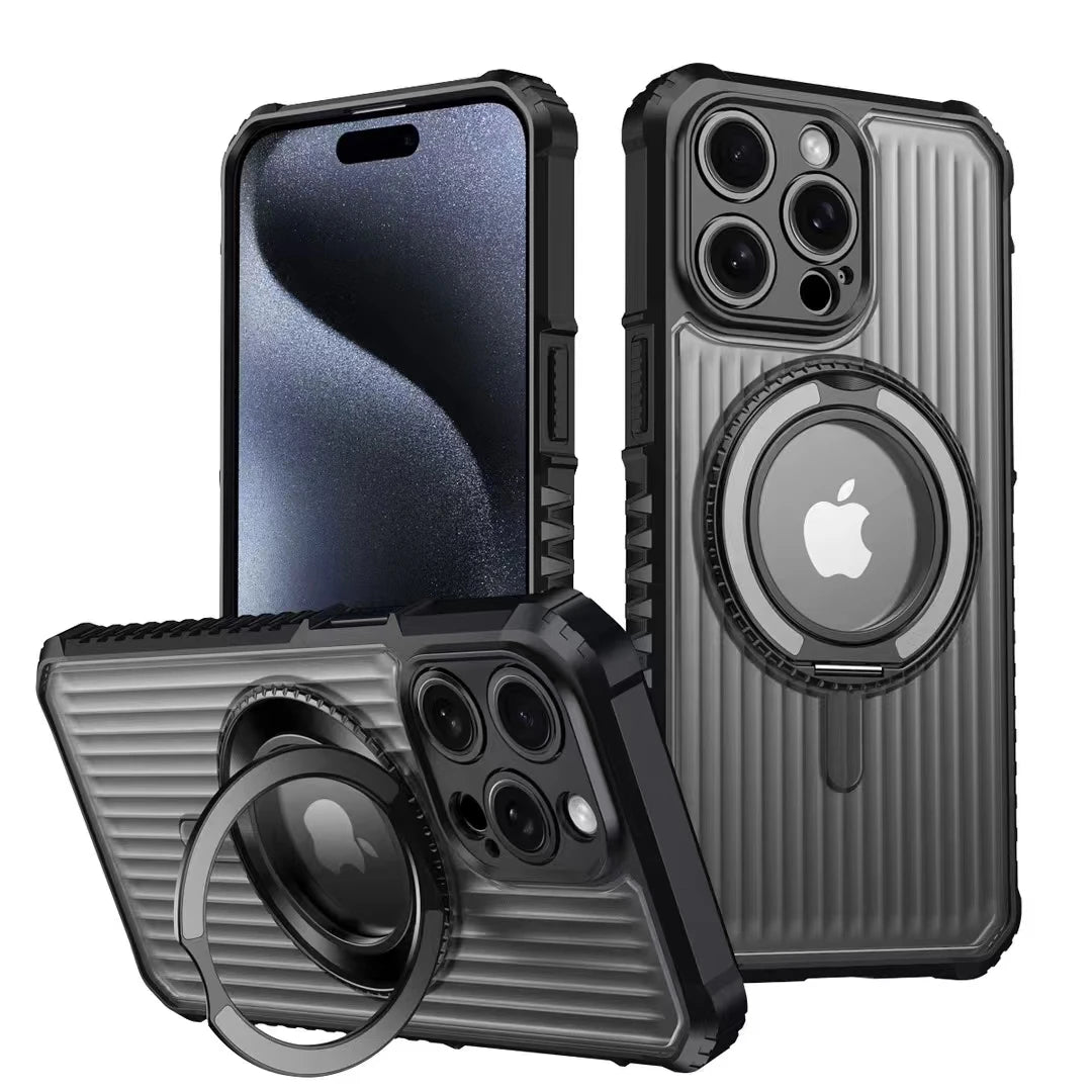 Military Grade Shockproof Armor MagSafe Case with 360° Ring Stand for iPhone 16 Series