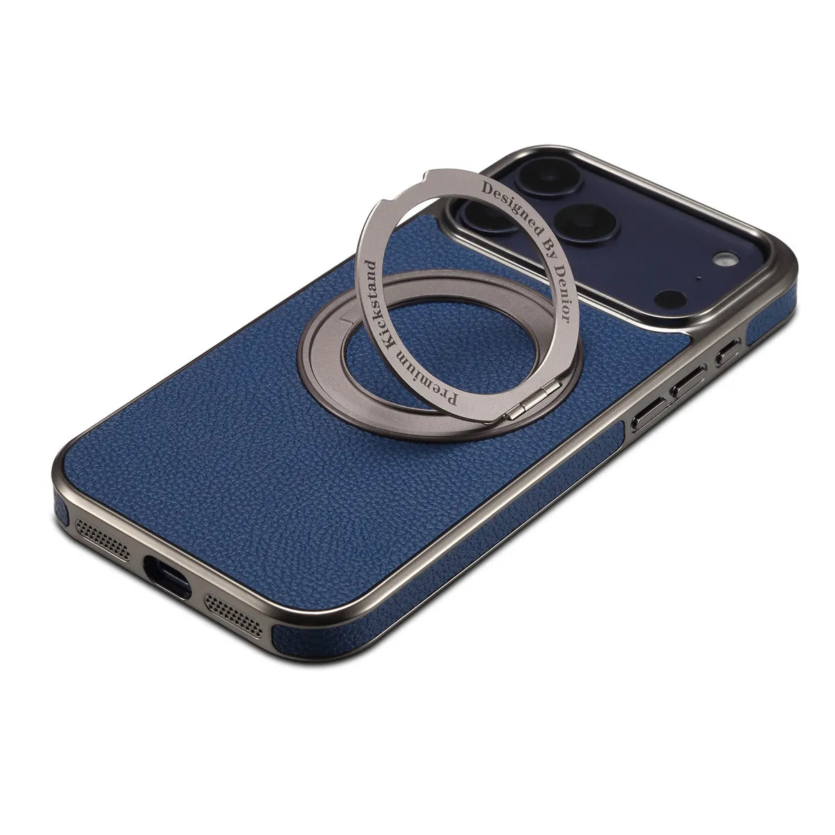 Anti-Fingerprint Lychee Leather MagSafe Case with Metal Ring for iPhone 17 Pro & iPhone 17 Pro Max