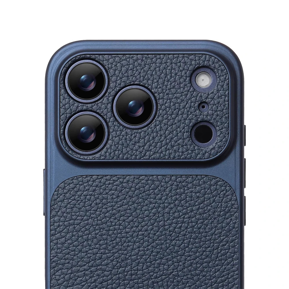 Luxury Lychee Texture Leather Case with Full Camera Protection for iPhone 17 Series